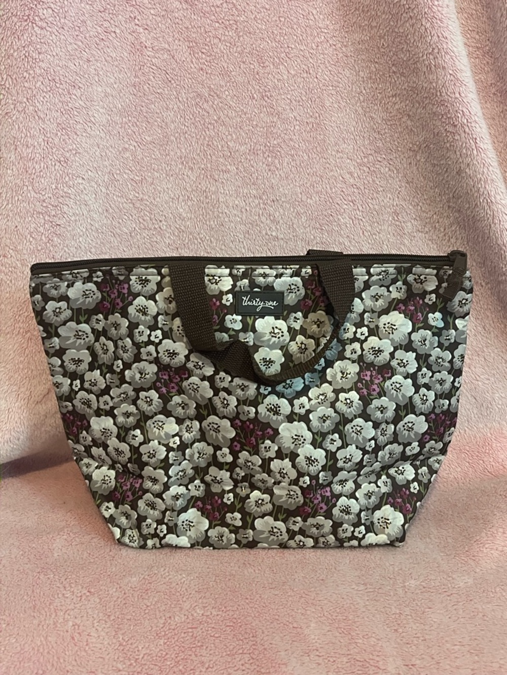 thirty-one Brown Floral Insulated Lunch Bag with Side Pocket